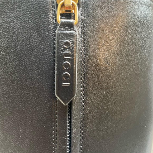 Gucci leather knee high boots with crystallized rhinestones at heel. - Picture 2 of 12